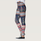 Leggings Elégante Marine Paisley : Conception des frontière (Gauche)