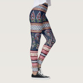 Leggings Elégante Marine Paisley : Conception des frontière (Droite)