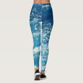 Leggings Elégante mer Waves Blue Ocean Motif (Dos)