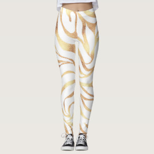 Leggings Elégante Parties scintillant d'or Zebra White Pos
