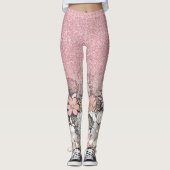 Leggings Élégante Parties scintillant dorée rose floral Gra (Devant)