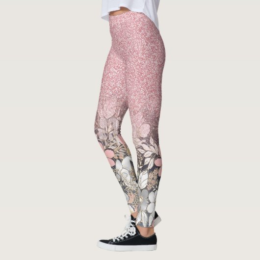 Leggings Élégante Parties scintillant dorée rose floral Gra (Gauche)