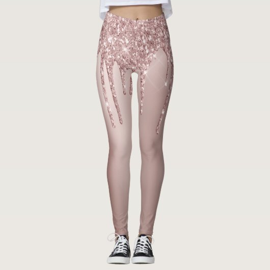 Leggings Elégante parties scintillant en or rose en cuivre  (Devant)