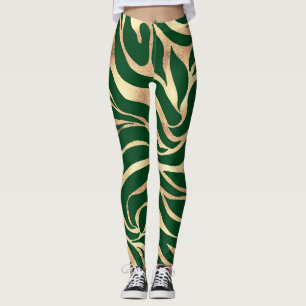 Leggings Elégante Parties scintillant or Zebra Green Poste