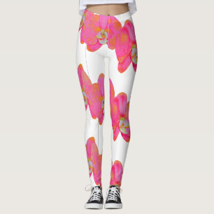 Leggings Elégante peinture d'aquarelle d'orchidée rose