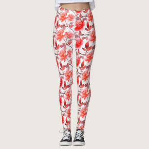 Leggings Élégante Rose de pêche rouge orange