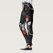 Leggings Élégante Rose rouge Flower Black (Gauche)