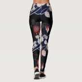 Leggings Élégante Rose rouge Flower Black (Dos)