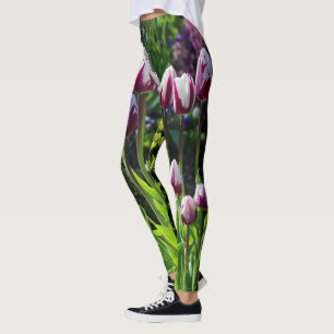 Leggings Élégante Tulipes à drapeau triomphal blanc violet
