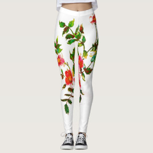 Leggings Elégante Vintage pêche aquarelle Rose fleurie