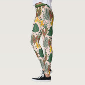 Leggings Élégantes fleurs botaniques Motif verdoyant (Gauche)