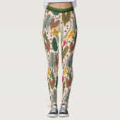 Leggings Élégantes fleurs botaniques Motif verdoyant (Devant)