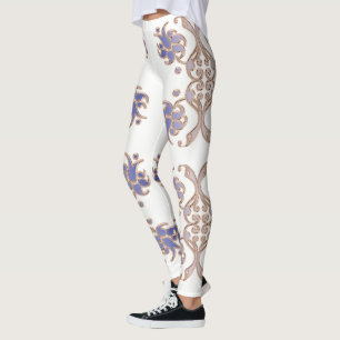 Leggings élément d'or de damassé florale