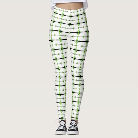 Leggings Éléments Art déco en vert citron pastel (Devant)