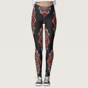 Leggings éléments cachemire asiatique, motif vintage boho.