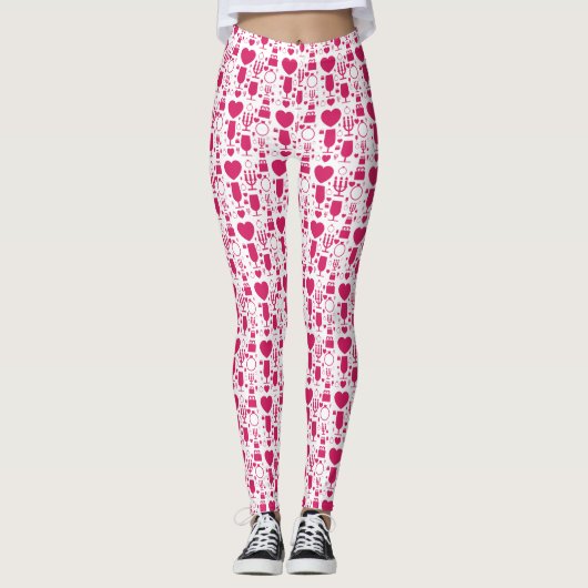 Leggings éléments de motifs de la Saint-Valentin (Devant)