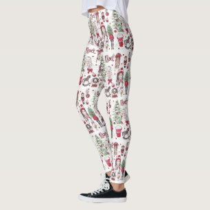 Leggings Éléments de Noël d'aquarelle
