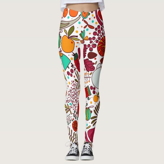 Leggings Éléments de Noël festifs Design sans couture (Devant)