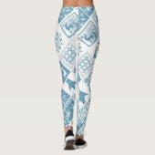 Leggings Eléments de Noël sans couture flocon géométrique (Dos)