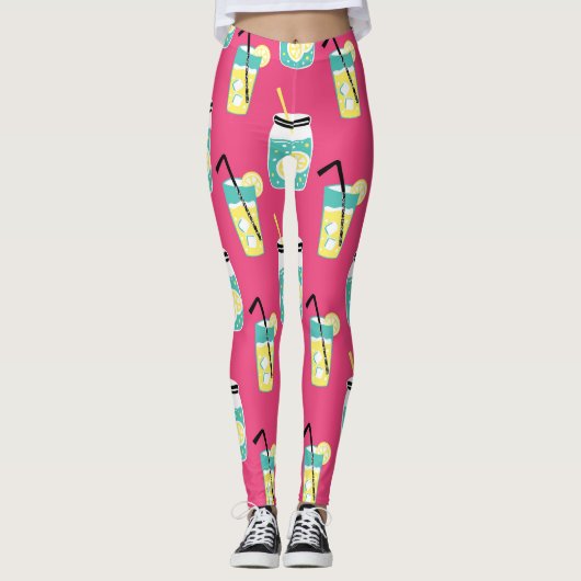 Leggings Eléments d'été écotiques, backgro sans soudure vin (Devant)