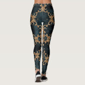 Leggings Eléments dorés baroques, turquoise foncé sans soud (Dos)