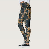Leggings Eléments dorés baroques, turquoise foncé sans soud (Gauche)