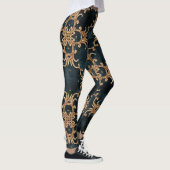 Leggings Eléments dorés baroques, turquoise foncé sans soud (Droite)