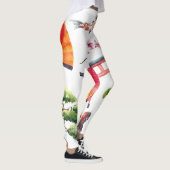 Leggings Éléments japonais Aquarelle texture transparente (Droite)