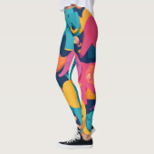 Leggings Eléphant Arc-en-ciel coloré Motif personnalisé (Gauche)