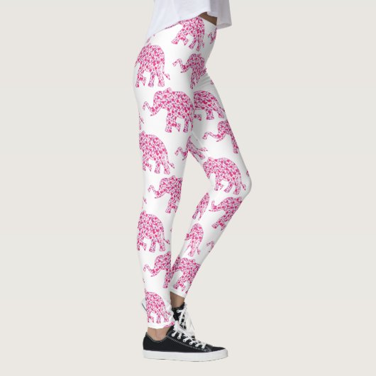 Leggings Eléphant composé de Coeurs roses (Droite)