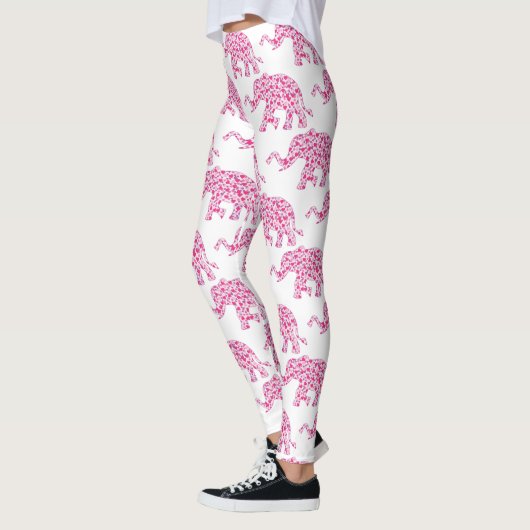 Leggings Eléphant composé de Coeurs roses (Gauche)