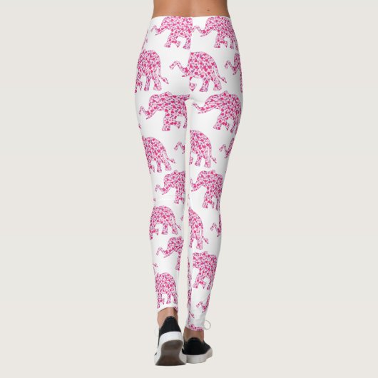 Leggings Eléphant composé de Coeurs roses (Dos)