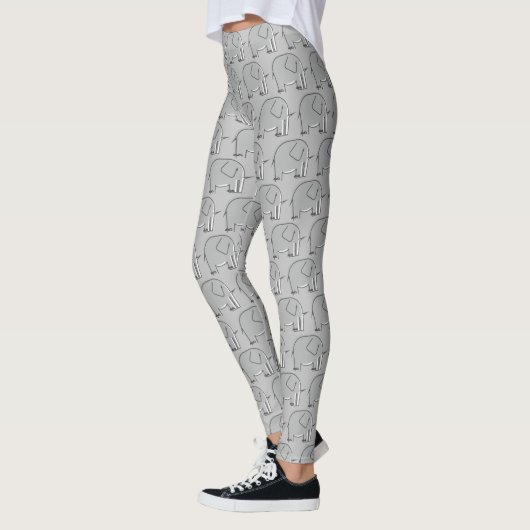 Leggings Eléphant gris Motif illustré (Gauche)