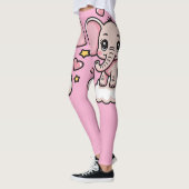 Leggings Eléphant rose joli Flying Whimsical Etoiles &coeur (Gauche)