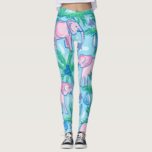 Leggings Eléphant rose Preppy (Devant)