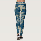 Leggings Eléphants africains arrière - plan bleu marine ten (Dos)