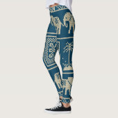 Leggings Eléphants africains arrière - plan bleu marine ten (Gauche)