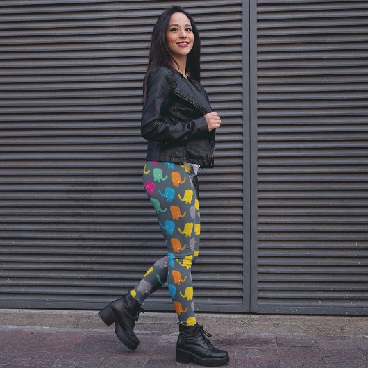 Leggings éléphants colorés