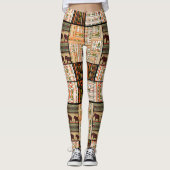 Leggings Eléphants de Patchwork : Texture ornementale (Devant)