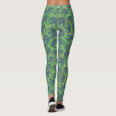 Leggings Eléphants mignons Paisley sur Arrière - plan vert  (Dos)