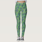 Leggings Eléphants mignons Paisley sur Arrière - plan vert  (Devant)