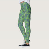 Leggings Eléphants mignons Paisley sur Arrière - plan vert  (Gauche)