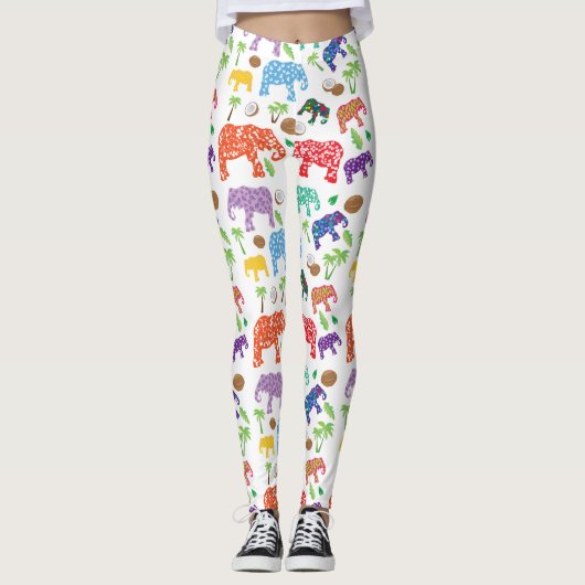 Leggings Eléphants tropicaux (Devant)