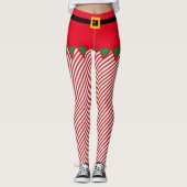 Leggings Elf Christmas mignonne Bande de bonbons pour elfes (Devant)