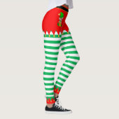 Leggings Elf de Noël et cloches de Jingle sur vert et blanc (Droite)