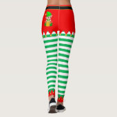 Leggings Elf de Noël et cloches de Jingle sur vert et blanc (Dos)