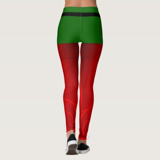 Leggings Elf mignonne femmes rouge et vert elfes de Noël (Dos)