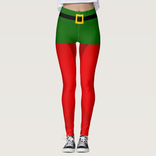 Leggings Elf mignonne femmes rouge et vert elfes de Noël (Devant)