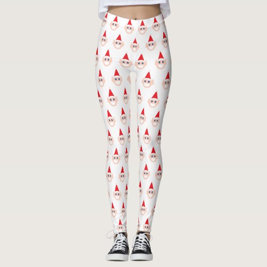 Leggings Elfe Souriant Rouge Casquette Vacances d'hiver Noë (Devant)