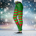 Leggings elfes de Noël<br><div class="desc">Festive elfe shorts avec des leggings à bandes saintes et vertes et rouges.</div>